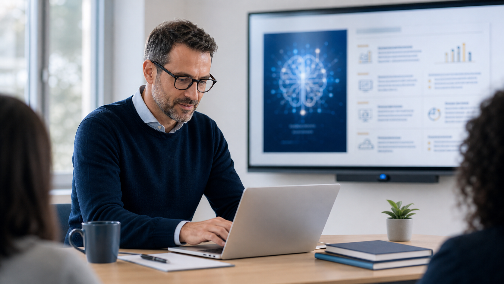 Enseignant ou formateur preparant un support de cours