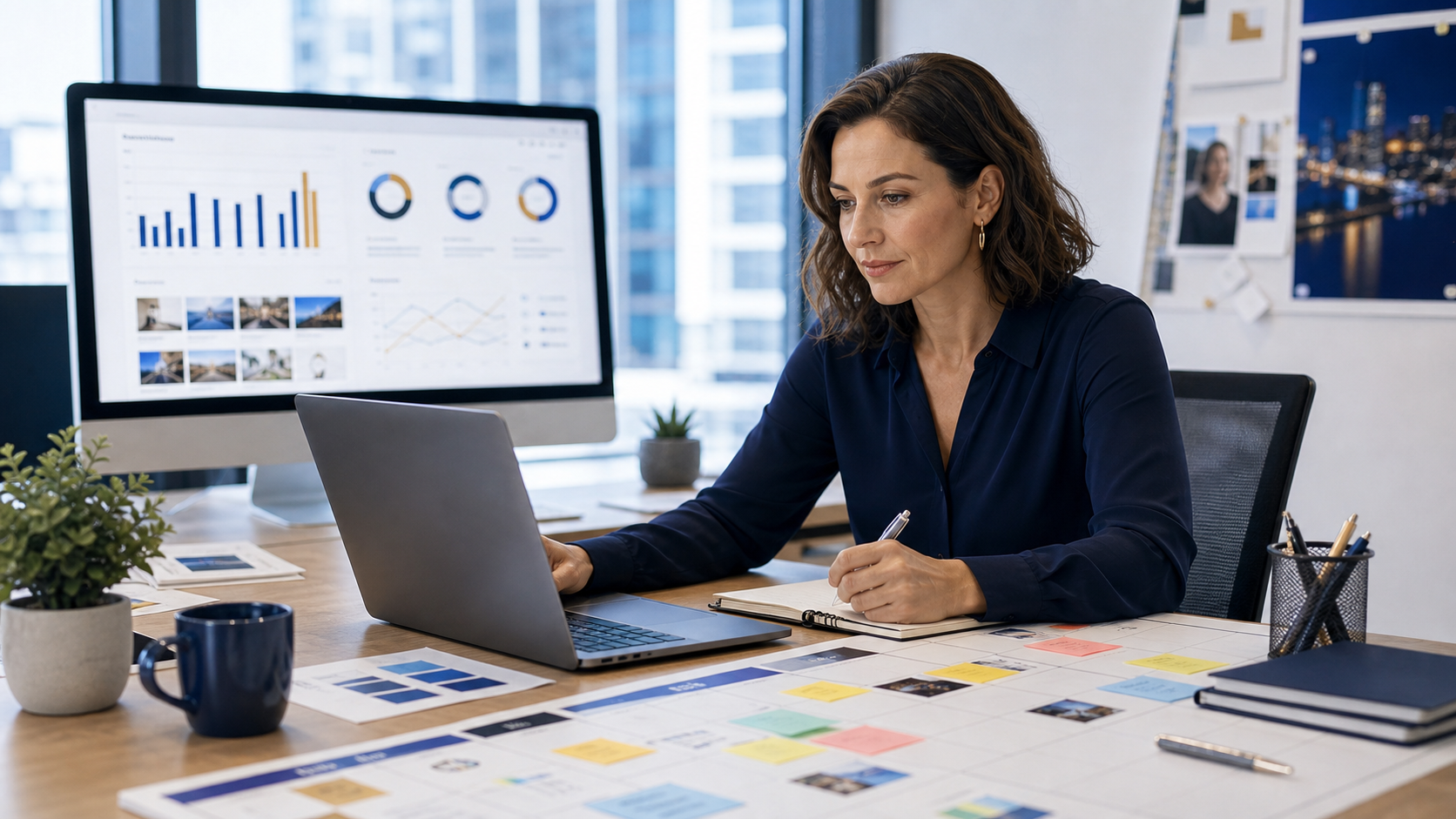 Manager marketing et communication au travail